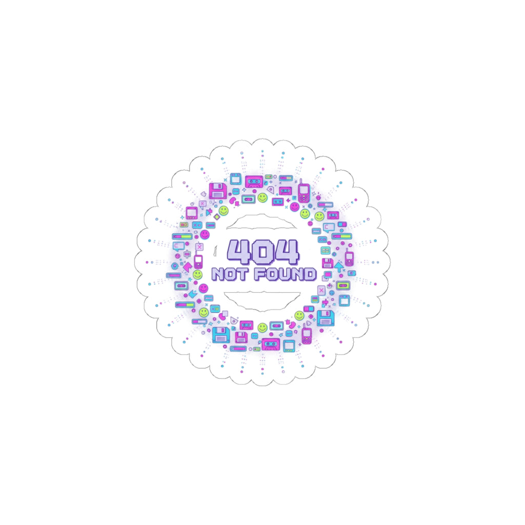 404 Not Found Pixel Ring Sticker | Y2K Retro Tech, virtual pet nostalgia