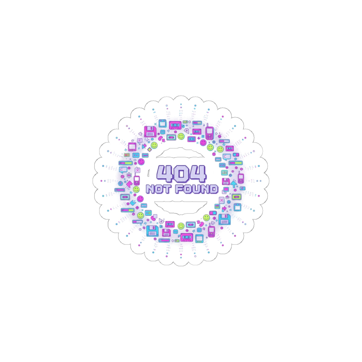 404 Not Found Pixel Ring Sticker | Y2K Retro Tech, virtual pet nostalgia