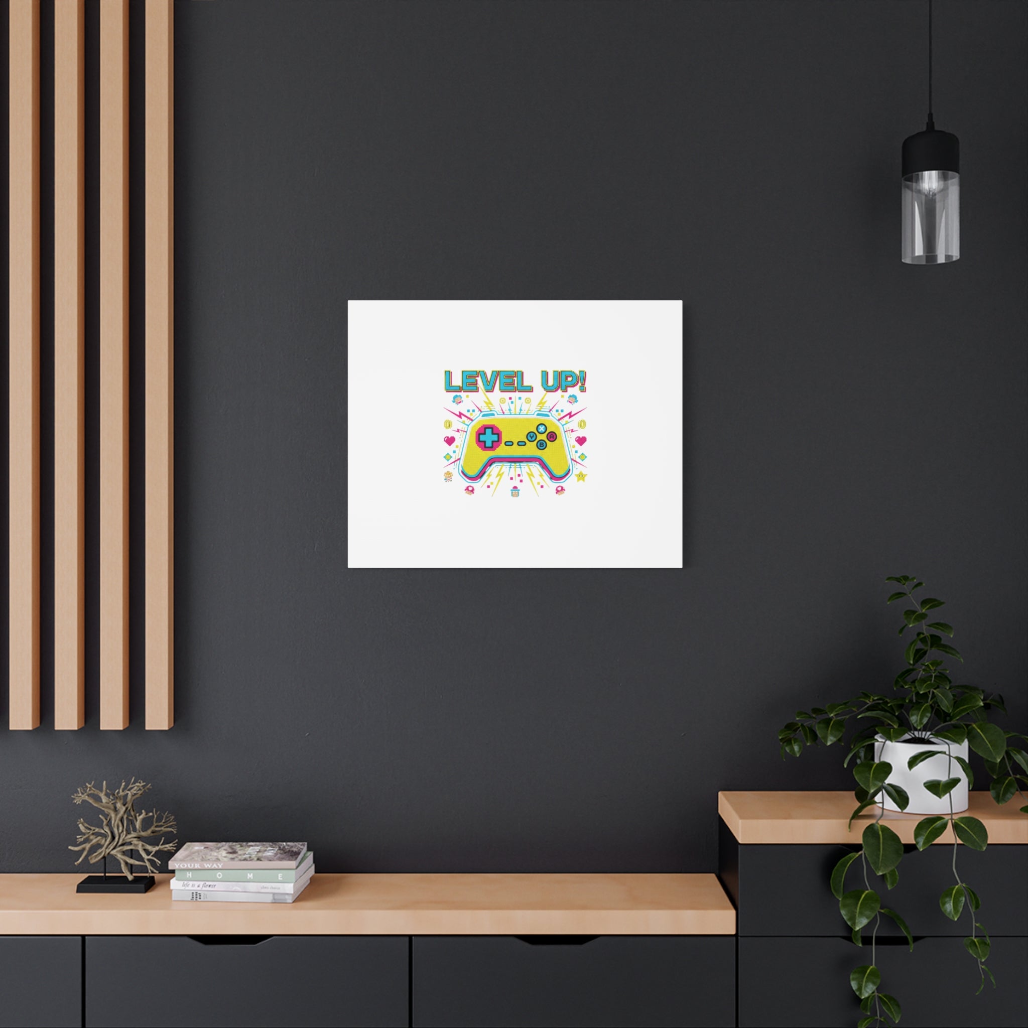 Level Up! Pixel Controller Canvas | Gaming Geek Culture, Retro Pixel Art