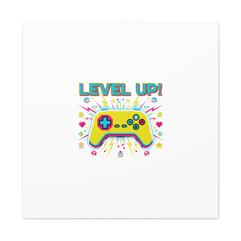 Level Up! Pixel Controller Canvas | Gaming Geek Culture, Retro Pixel Art