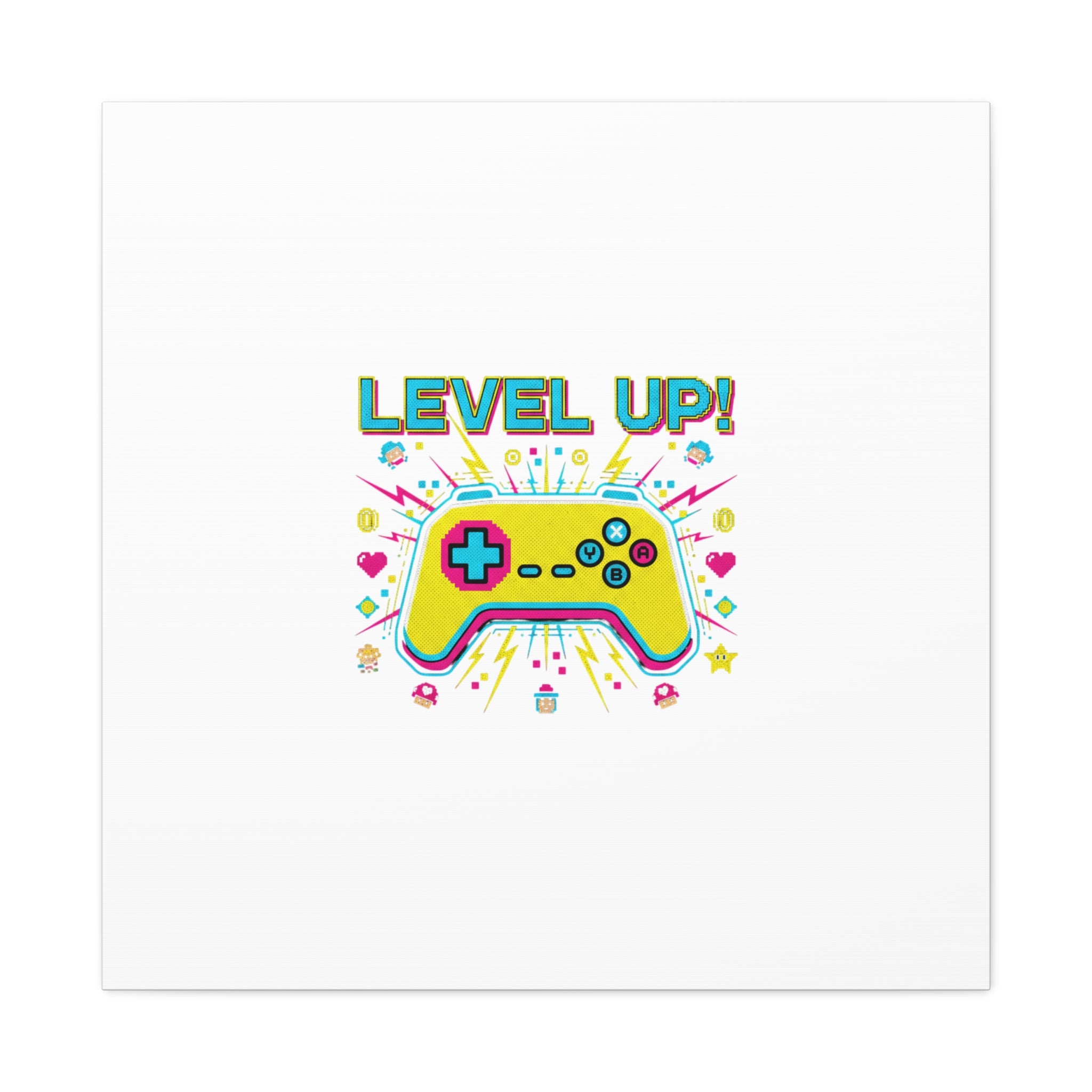 Level Up! Pixel Controller Canvas | Gaming Geek Culture, Retro Pixel Art