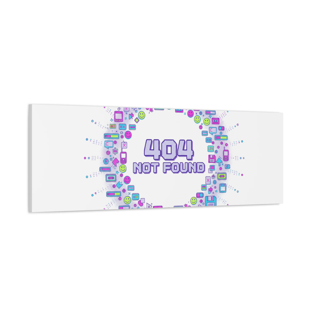 404 Not Found Pixel Circle Canvas | Retro Tech Poster, Y2K Error Aesthetic