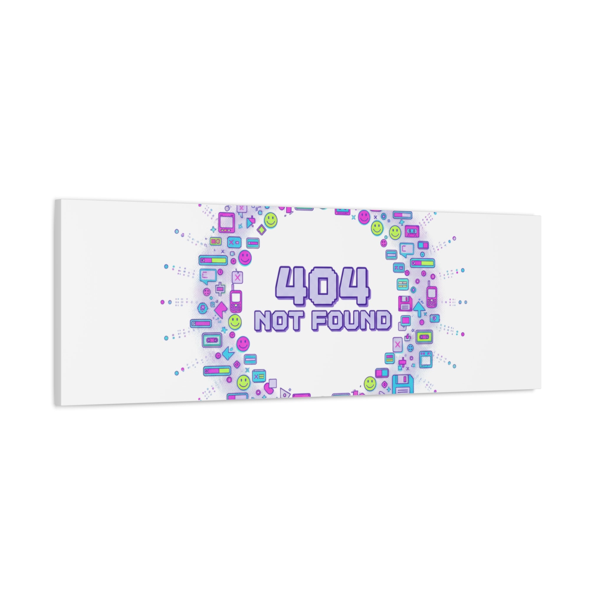 404 Not Found Pixel Circle Canvas | Retro Tech Poster, Y2K Error Aesthetic