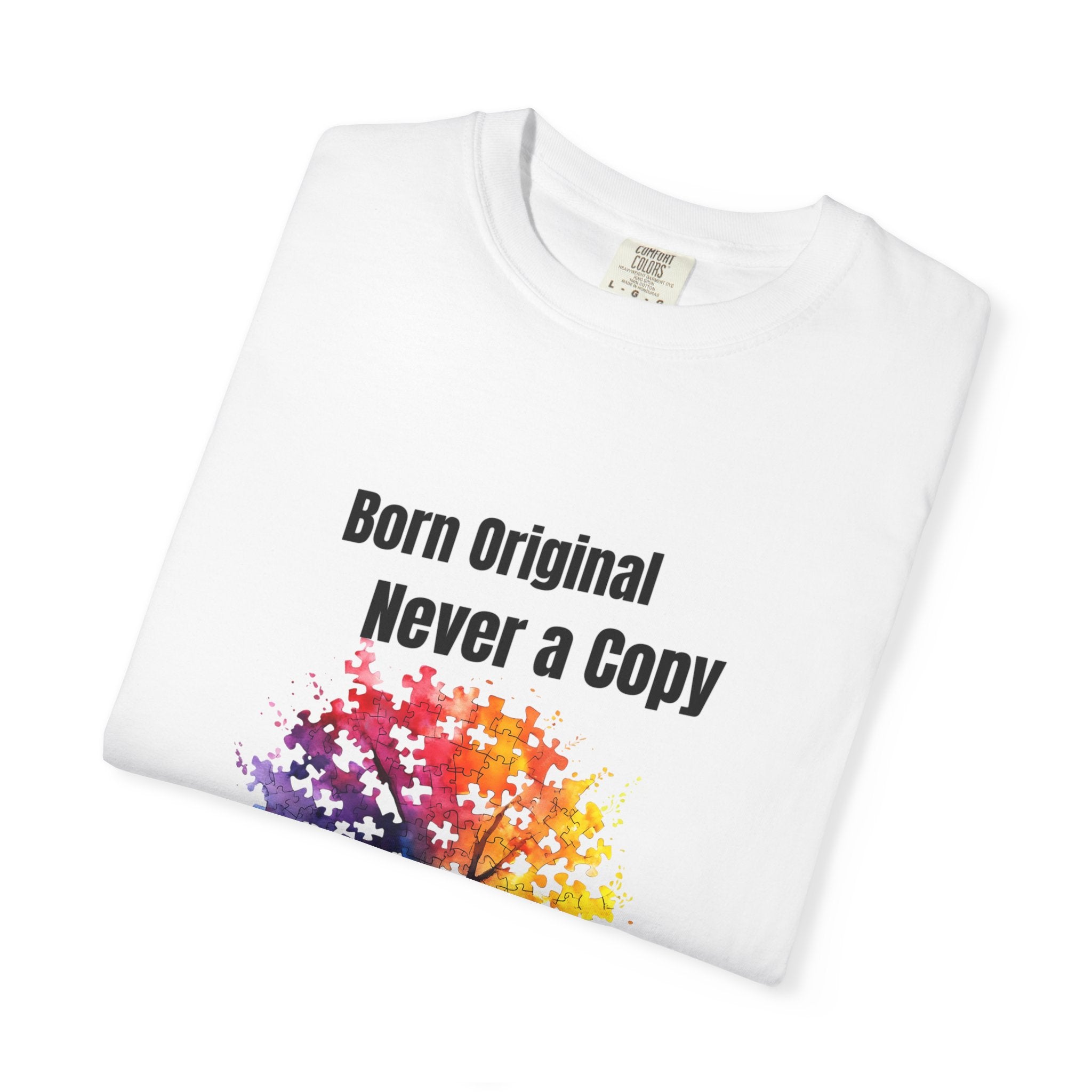 Born Original Never a Copy T-Shirt — Rainbow Tree Graphic Tee