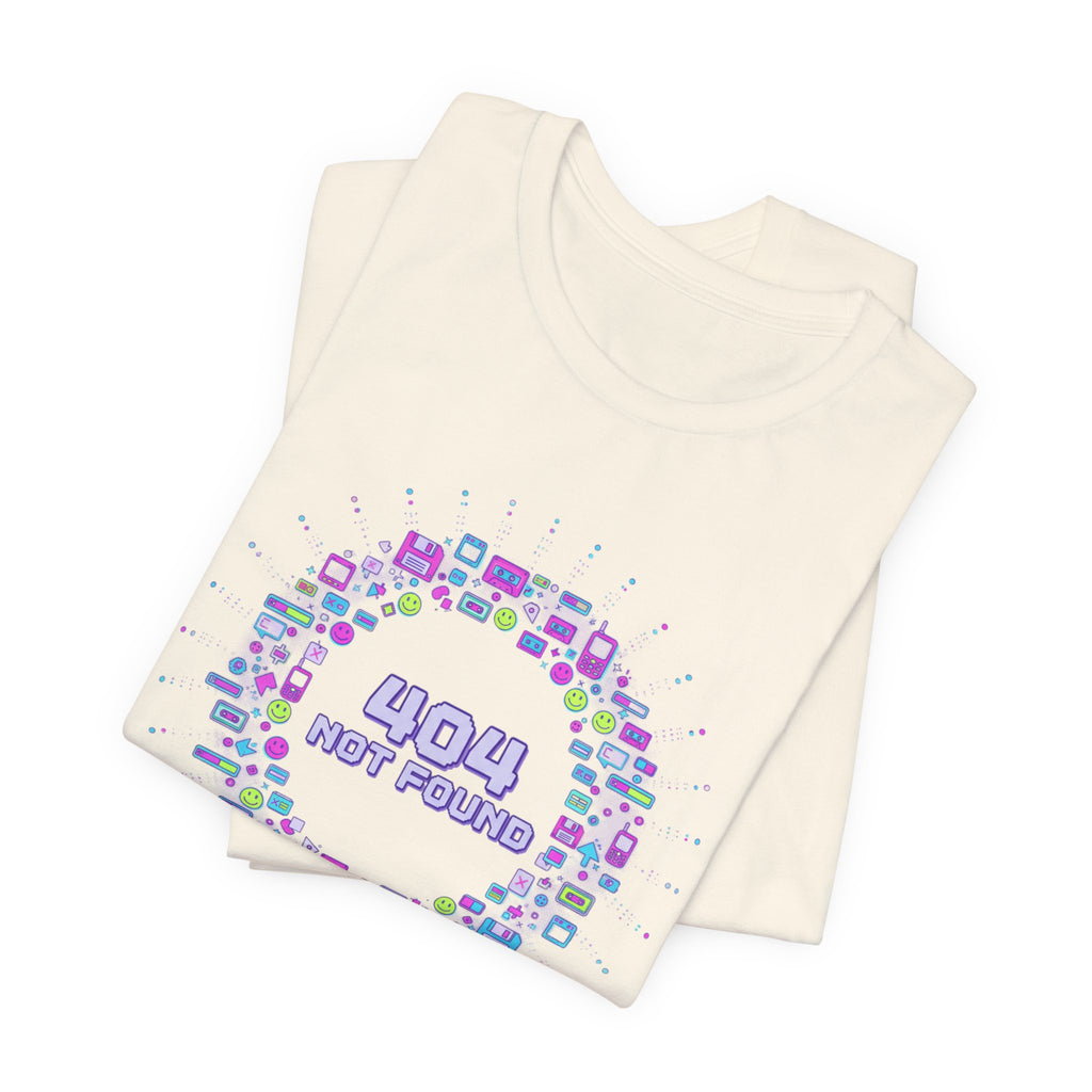404 Not Found Pixel Circle Tee | Y2K Retro Tech, virtual pet nostalgia