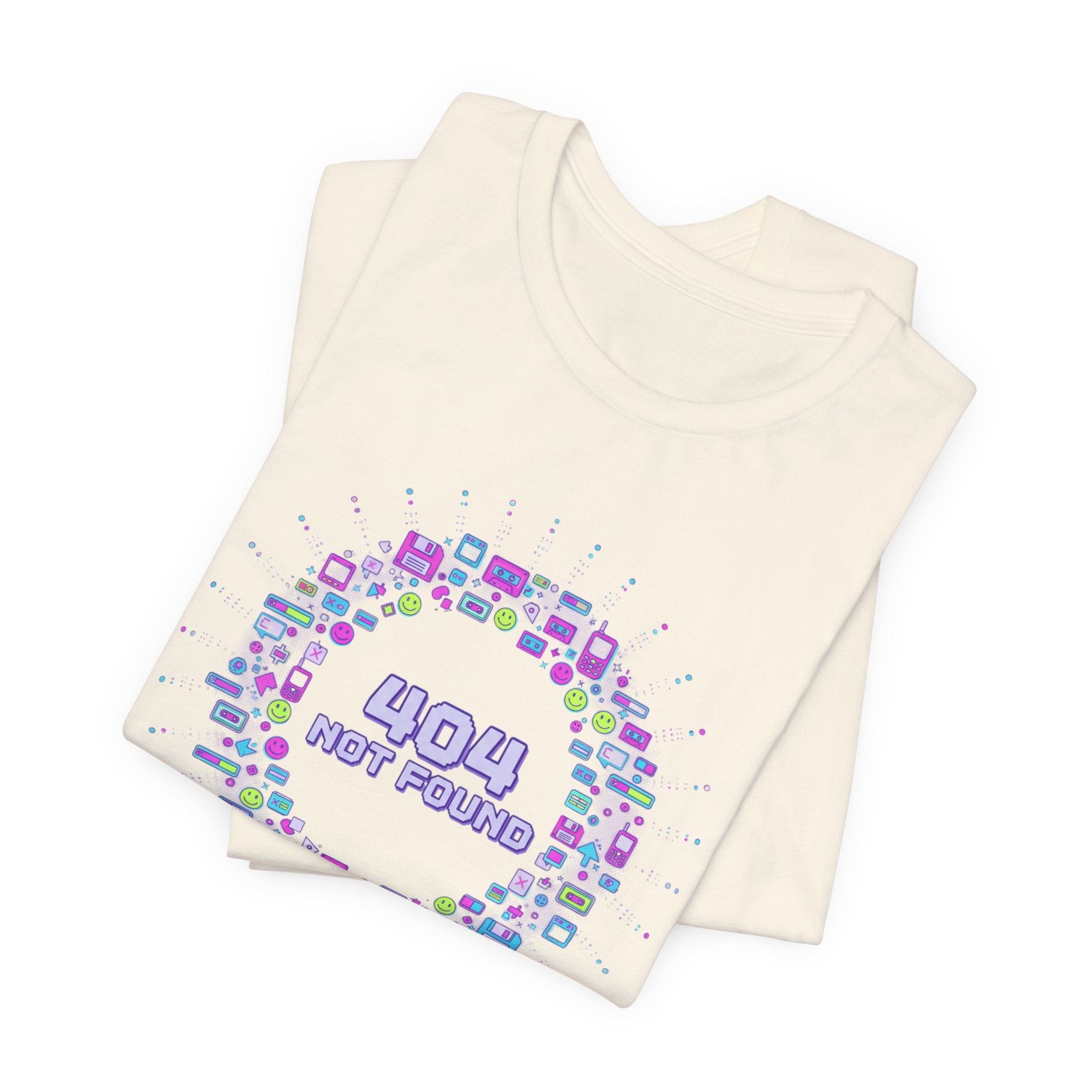 404 Not Found Pixel Circle Tee | Y2K Retro Tech, virtual pet nostalgia