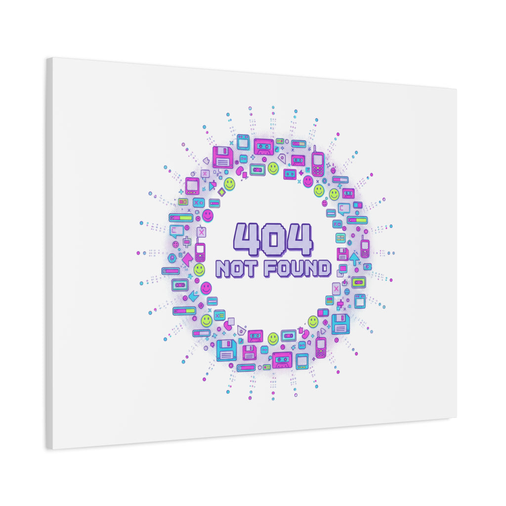 404 Not Found Pixel Circle Canvas | Retro Tech Poster, Y2K Error Aesthetic