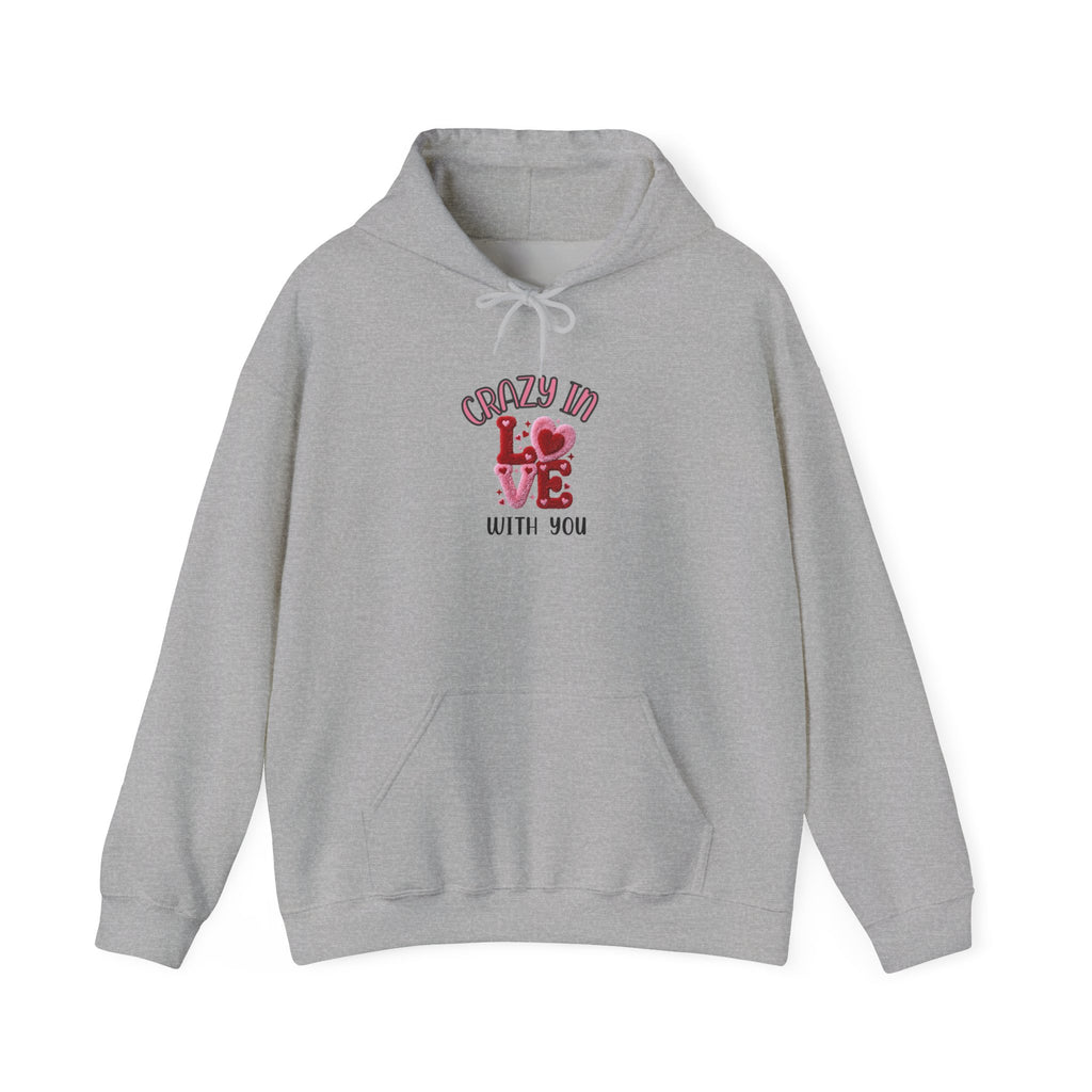 Hoodie — "Crazy in Love With You" Valentine's Heart Graphic Pullover