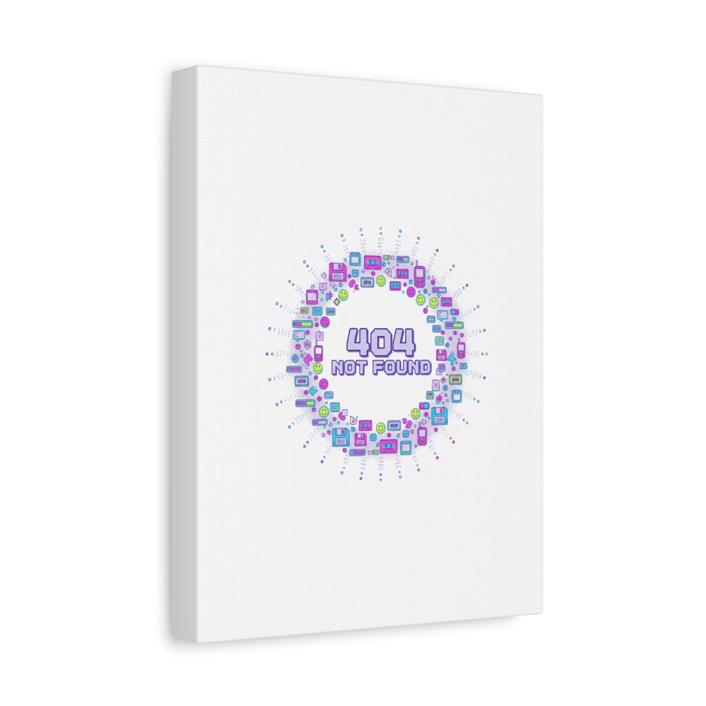 404 Not Found Pixel Circle Canvas | Retro Tech Poster, Y2K Error Aesthetic