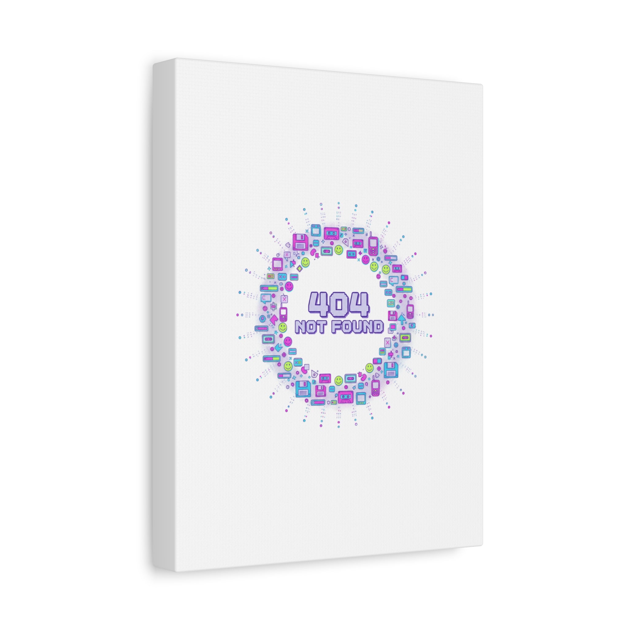 404 Not Found Pixel Circle Canvas | Retro Tech Poster, Y2K Error Aesthetic