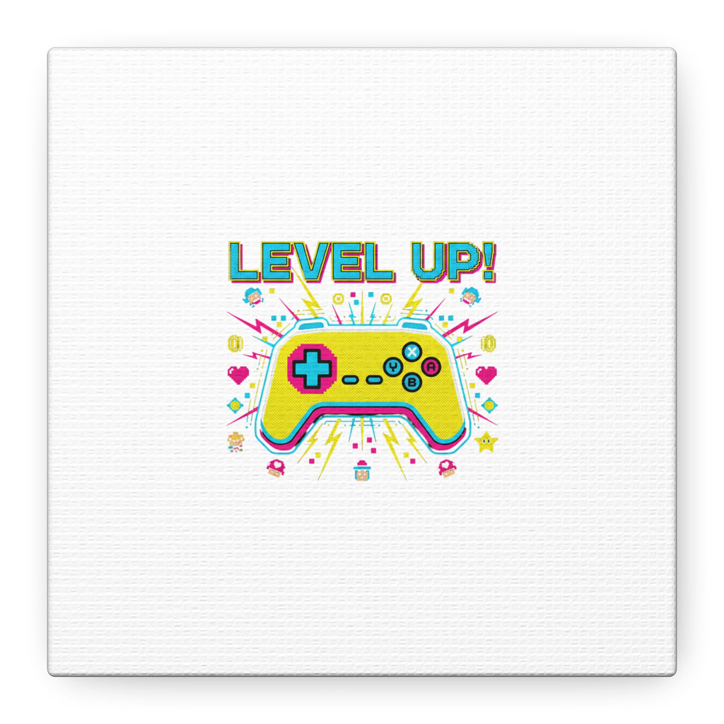 Level Up! Pixel Controller Canvas | Gaming Geek Culture, Retro Pixel Art