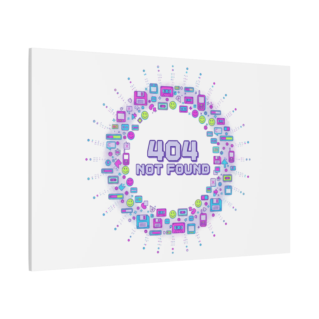 404 Not Found Pixel Circle Canvas | Retro Tech Poster, Y2K Error Aesthetic