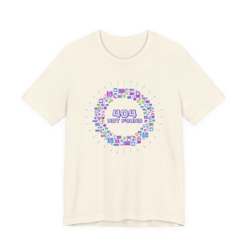404 Not Found Pixel Circle Tee | Y2K Retro Tech, virtual pet nostalgia