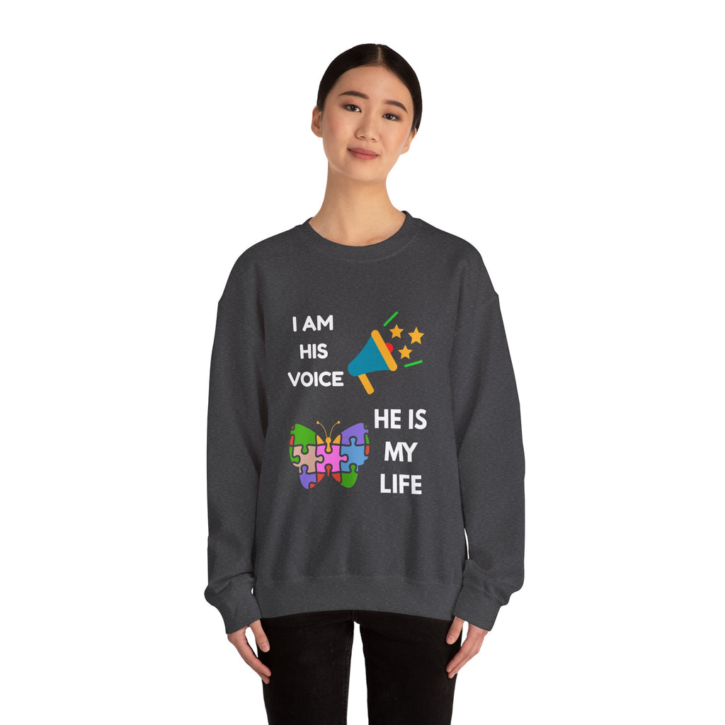 Crewneck Sweatshirt — Autism Awareness Puzzle Heart & Megaphone Design