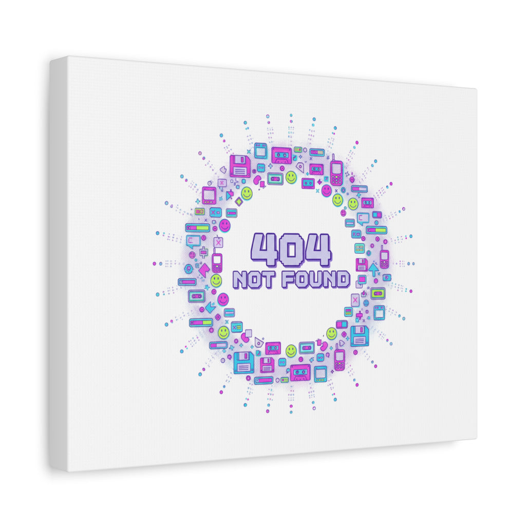 404 Not Found Pixel Circle Canvas | Retro Tech Poster, Y2K Error Aesthetic