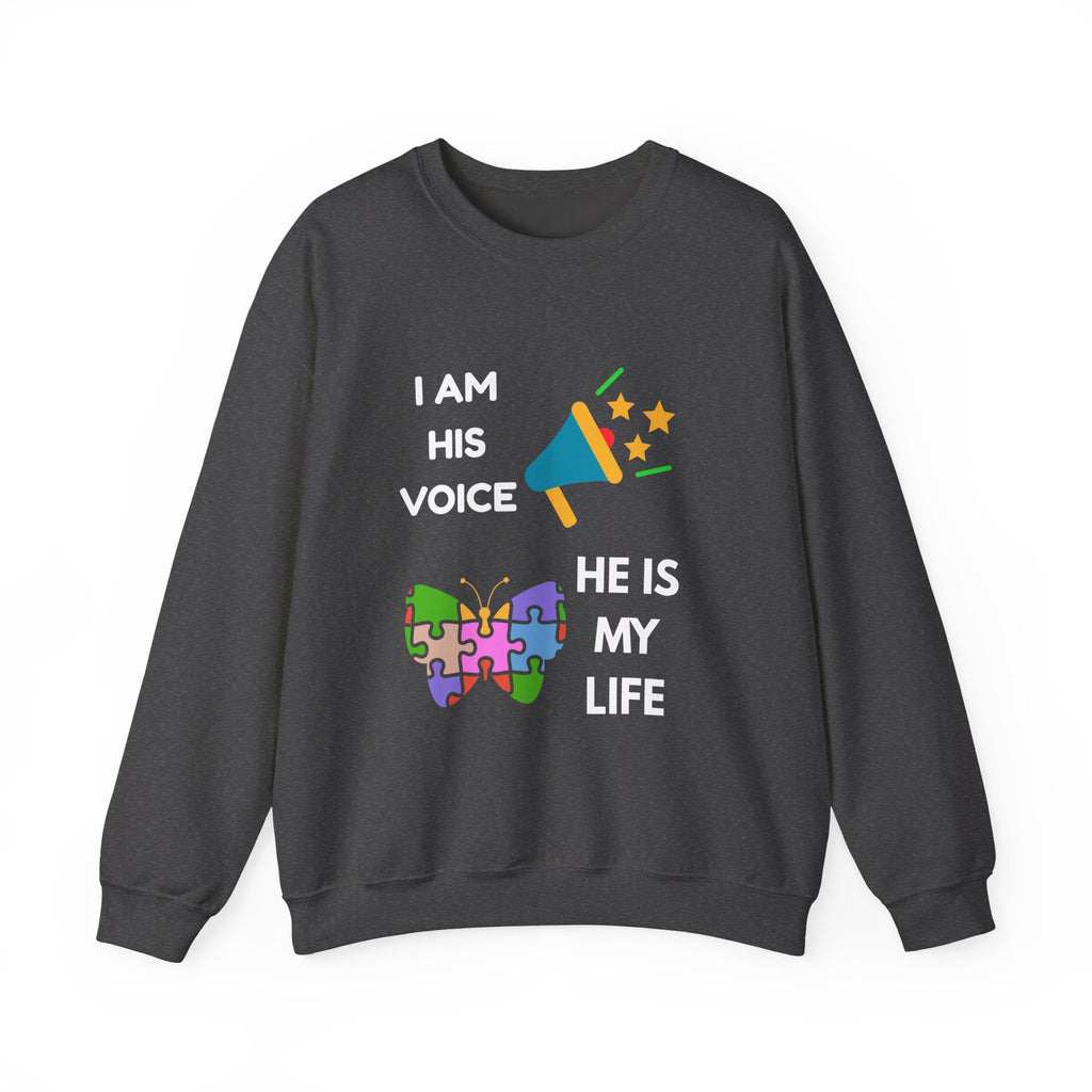 Crewneck Sweatshirt — Autism Awareness Puzzle Heart & Megaphone Design