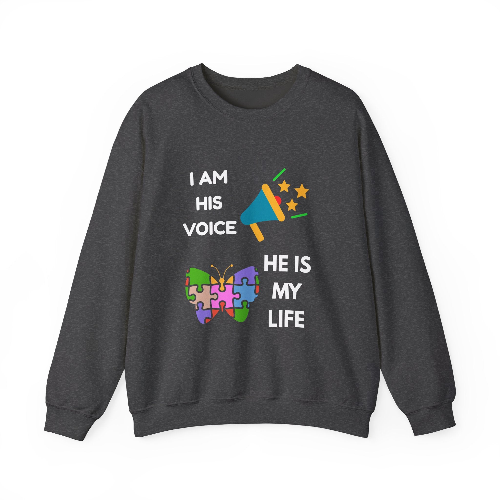 Crewneck Sweatshirt — Autism Awareness Puzzle Heart & Megaphone Design