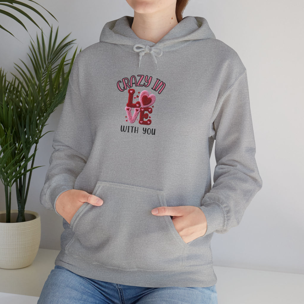 Hoodie — "Crazy in Love With You" Valentine's Heart Graphic Pullover