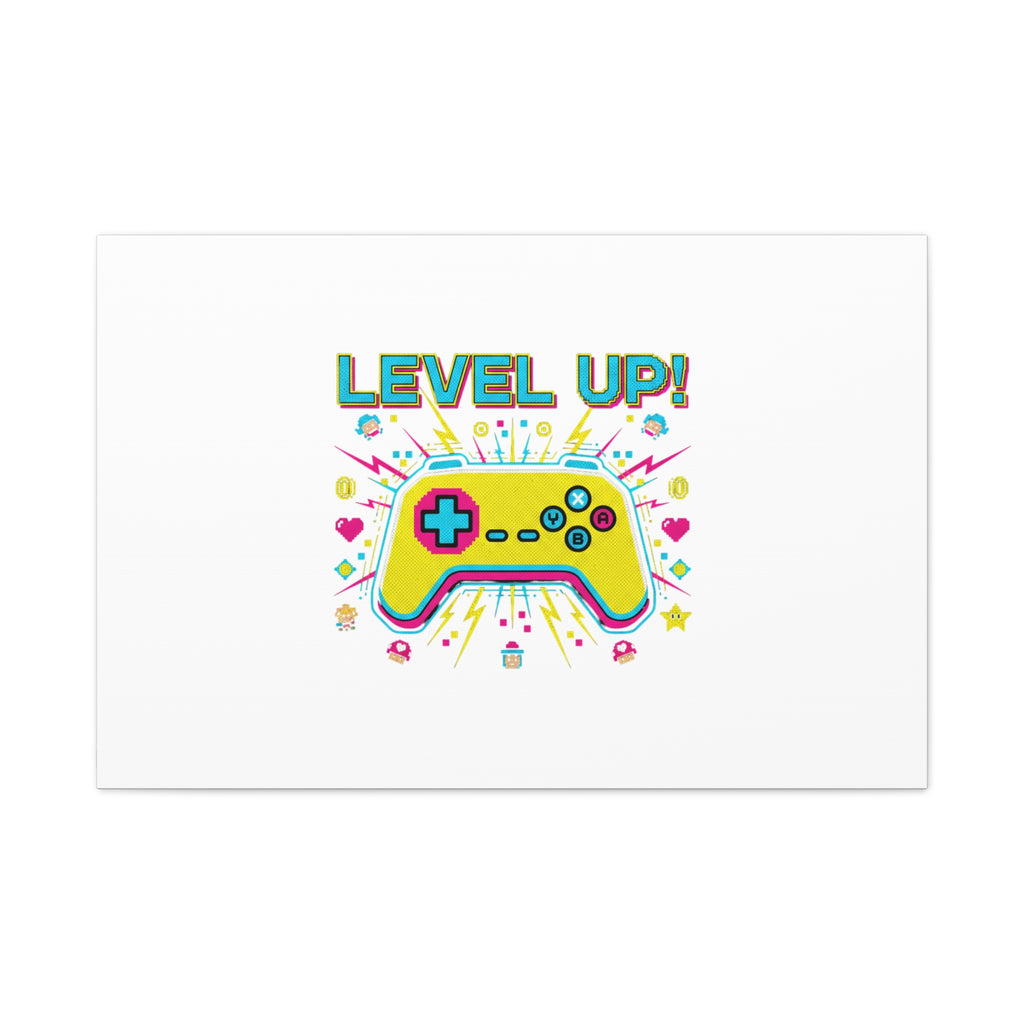 Level Up! Pixel Controller Canvas | Gaming Geek Culture, Retro Pixel Art