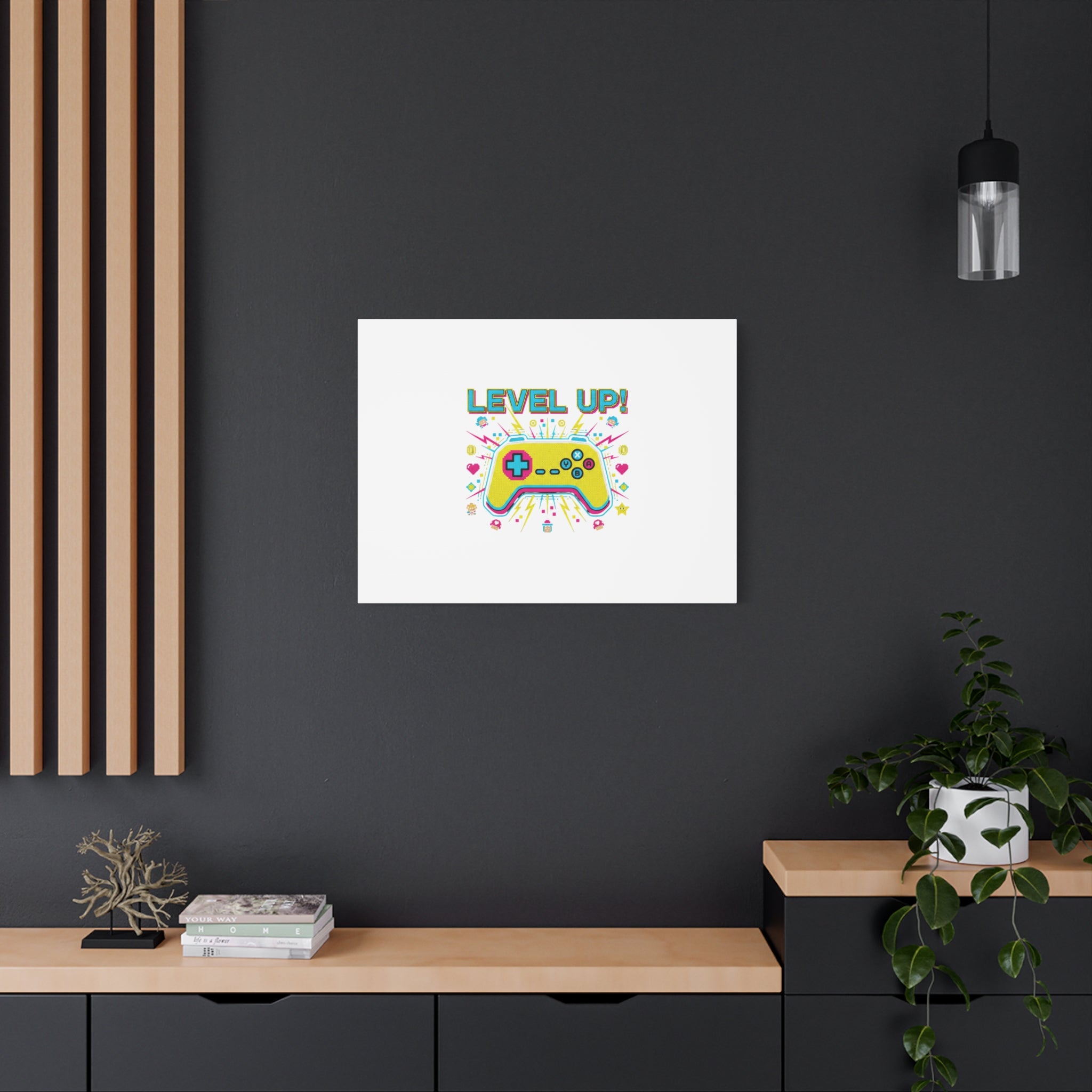 Level Up! Pixel Controller Canvas | Gaming Geek Culture, Retro Pixel Art