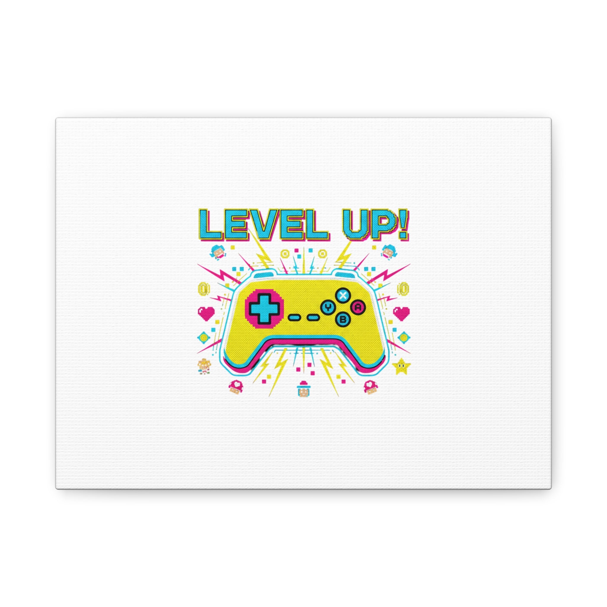 Level Up! Pixel Controller Canvas | Gaming Geek Culture, Retro Pixel Art