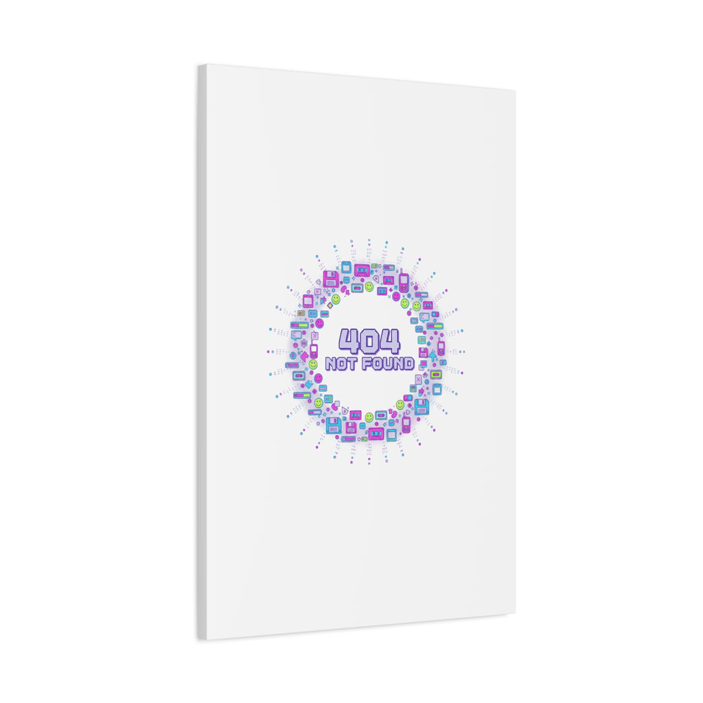 404 Not Found Pixel Circle Canvas | Retro Tech Poster, Y2K Error Aesthetic