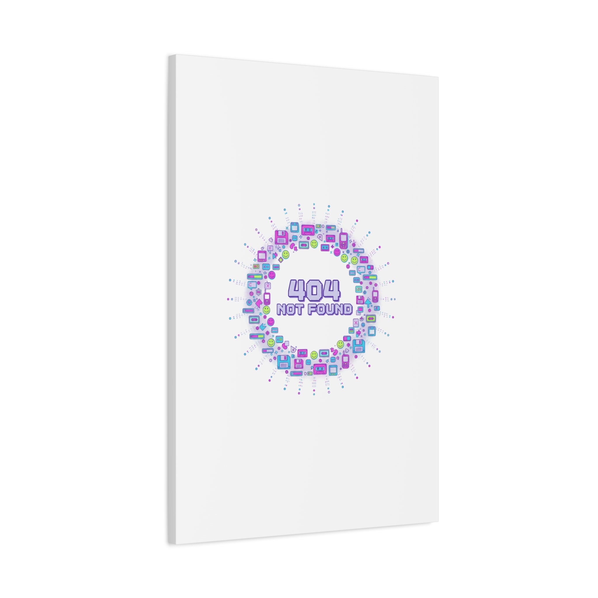 404 Not Found Pixel Circle Canvas | Retro Tech Poster, Y2K Error Aesthetic