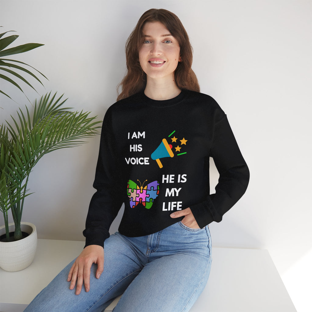 Crewneck Sweatshirt — Autism Awareness Puzzle Heart & Megaphone Design