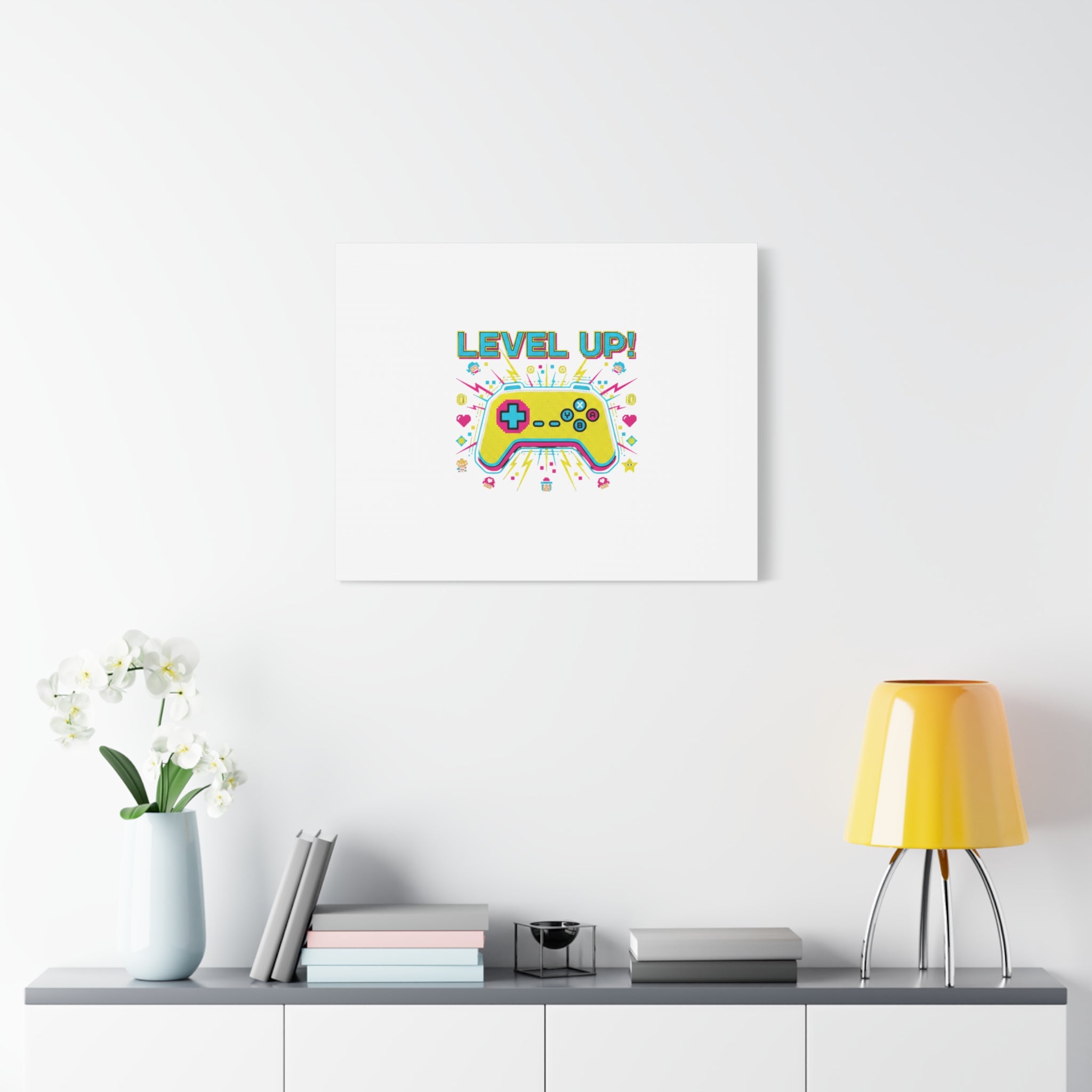 Level Up! Pixel Controller Canvas | Gaming Geek Culture, Retro Pixel Art