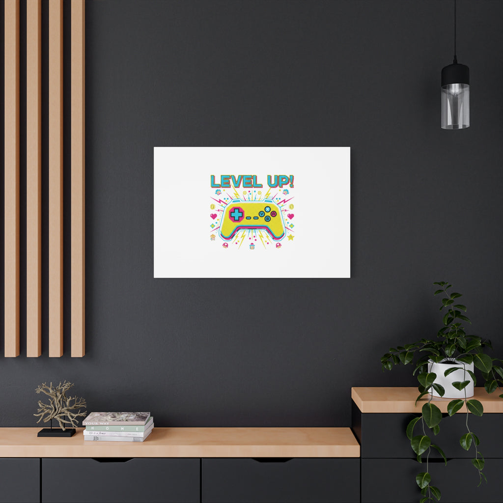 Level Up! Pixel Controller Canvas | Gaming Geek Culture, Retro Pixel Art