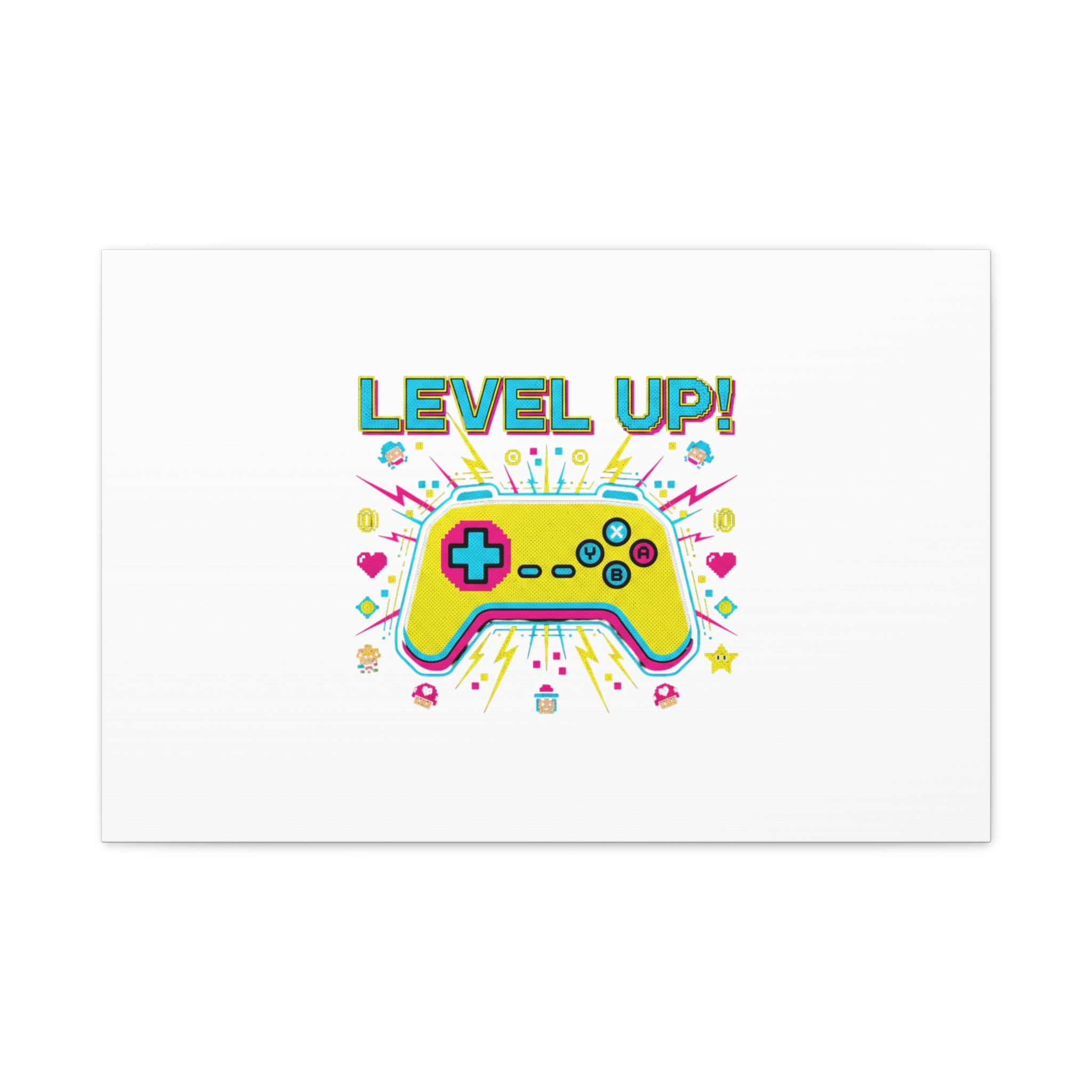 Level Up! Pixel Controller Canvas | Gaming Geek Culture, Retro Pixel Art