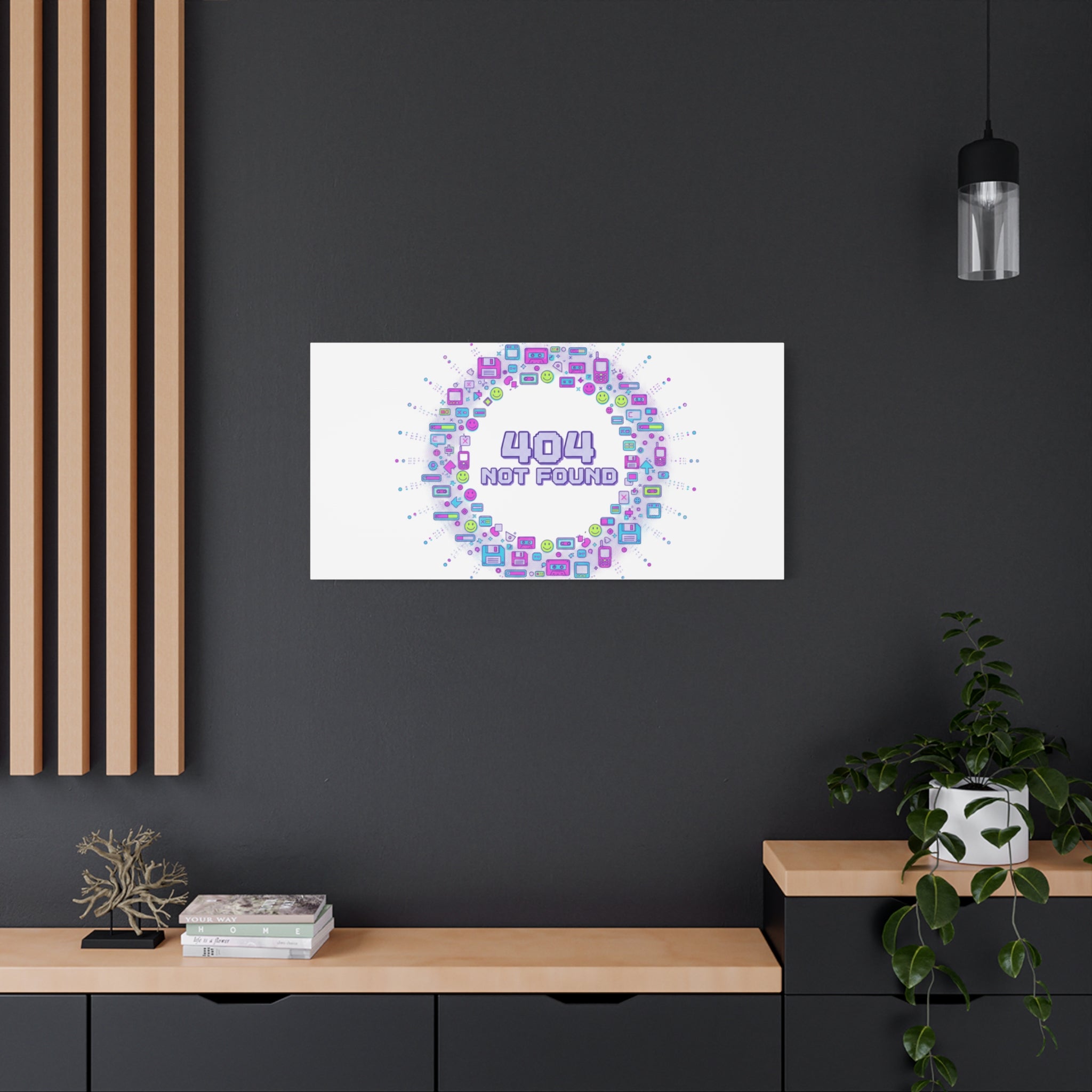 404 Not Found Pixel Circle Canvas | Retro Tech Poster, Y2K Error Aesthetic