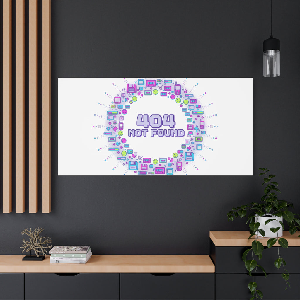 404 Not Found Pixel Circle Canvas | Retro Tech Poster, Y2K Error Aesthetic