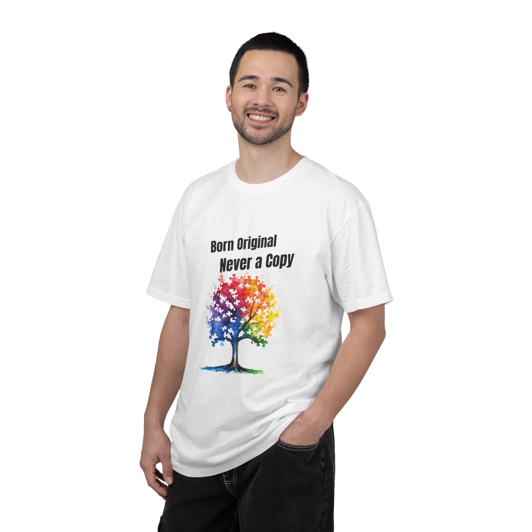 Born Original Never a Copy T-Shirt — Rainbow Tree Graphic Tee