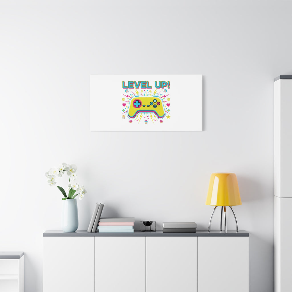 Level Up! Pixel Controller Canvas | Gaming Geek Culture, Retro Pixel Art