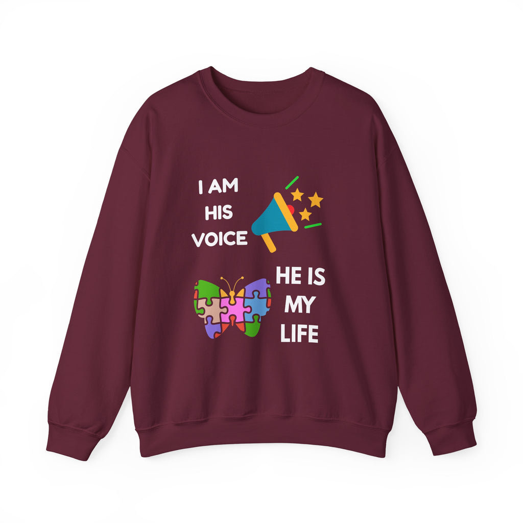 Crewneck Sweatshirt — Autism Awareness Puzzle Heart & Megaphone Design