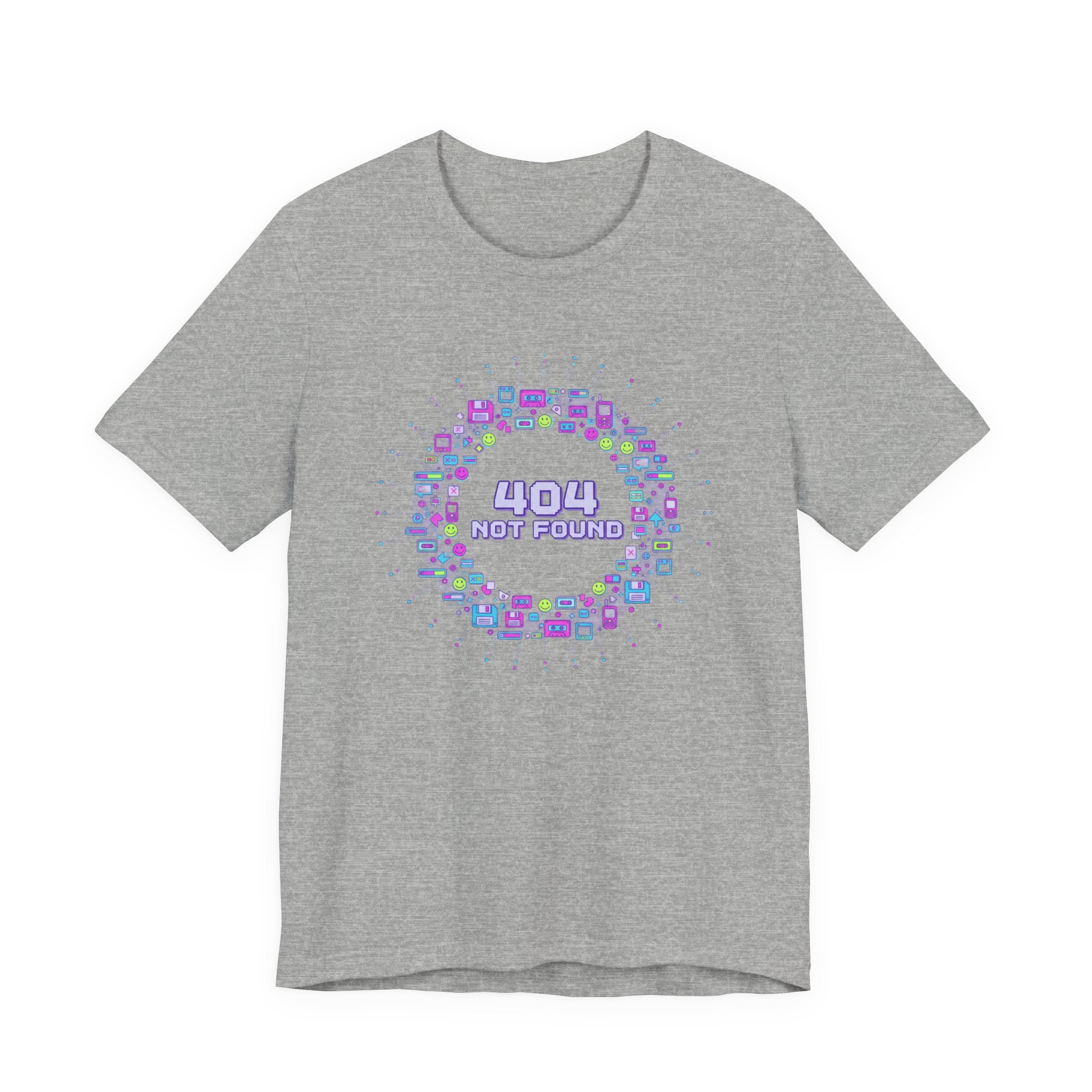 404 Not Found Pixel Circle Tee | Y2K Retro Tech, virtual pet nostalgia