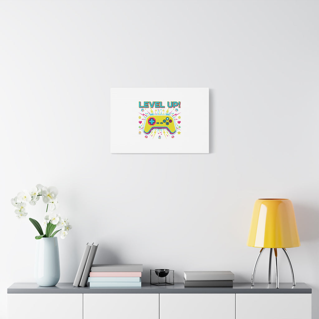 Level Up! Pixel Controller Canvas | Gaming Geek Culture, Retro Pixel Art