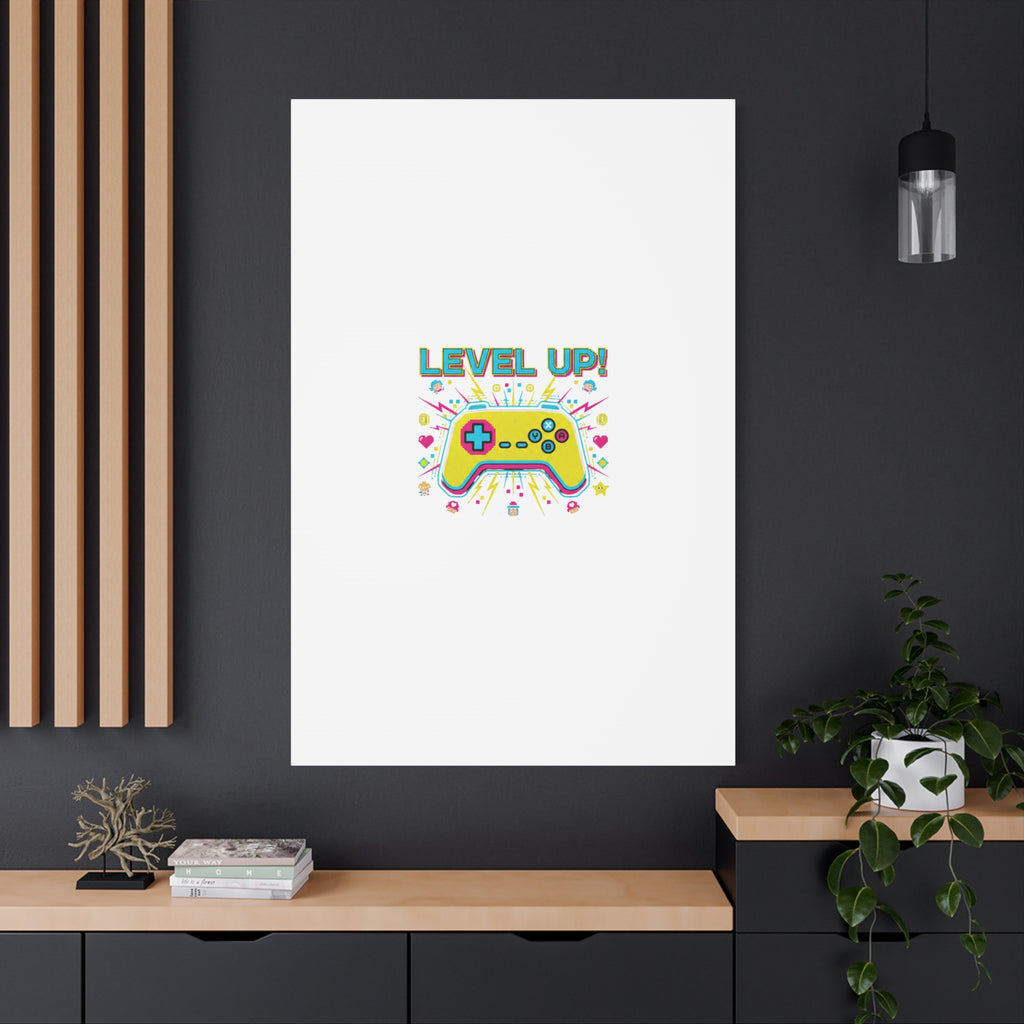 Level Up! Pixel Controller Canvas | Gaming Geek Culture, Retro Pixel Art