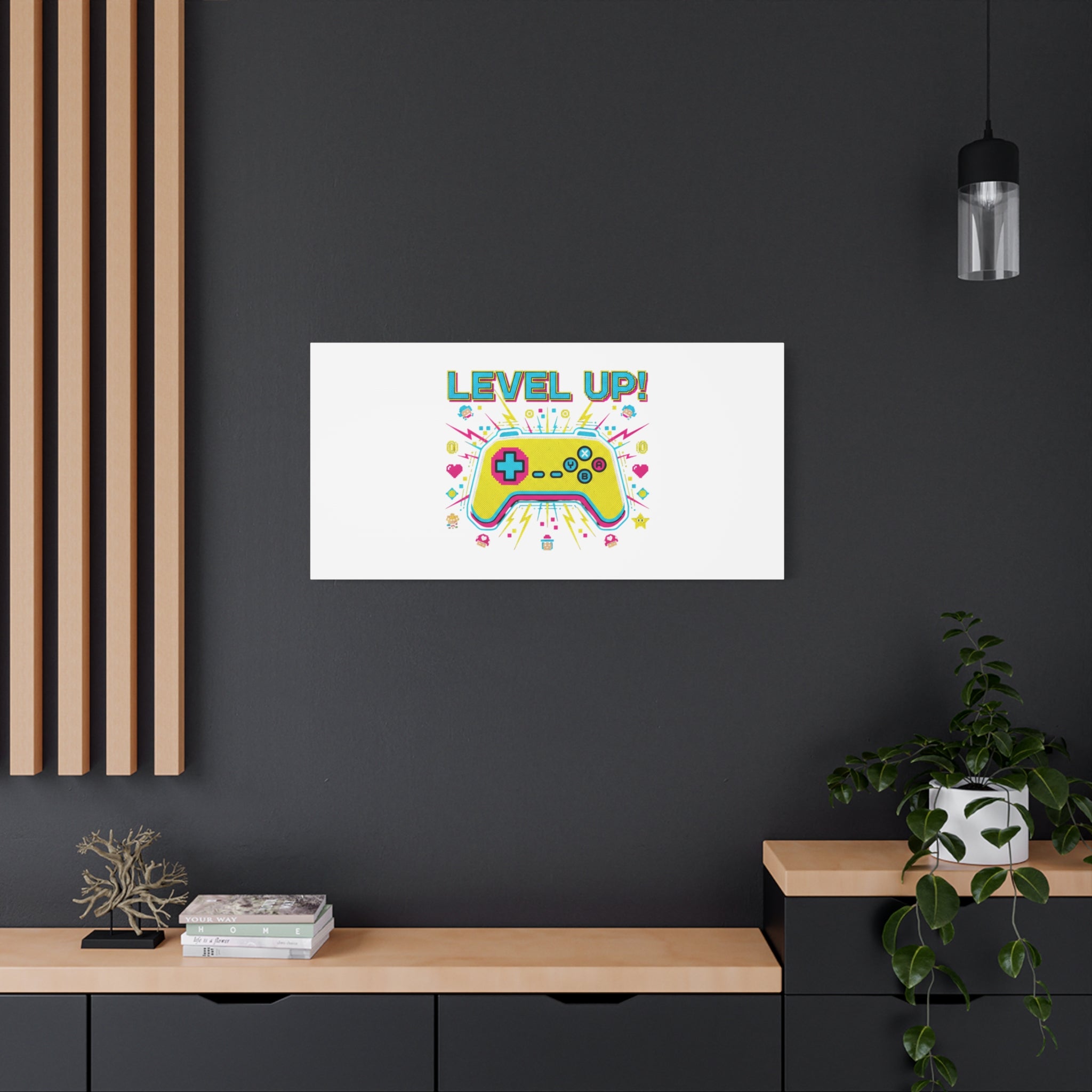 Level Up! Pixel Controller Canvas | Gaming Geek Culture, Retro Pixel Art