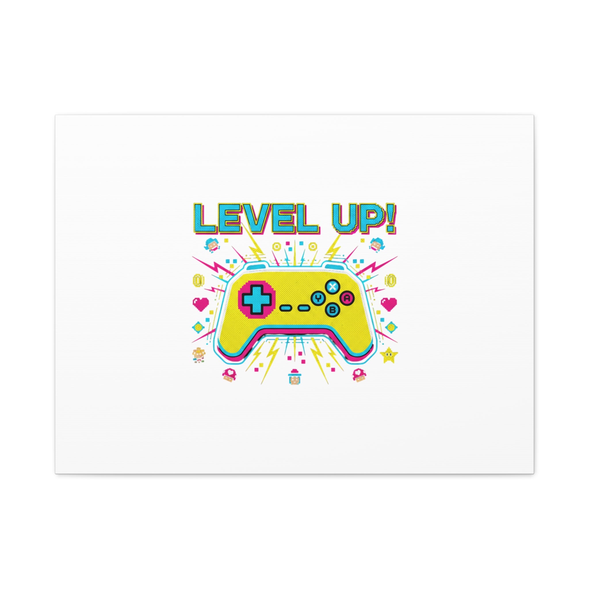Level Up! Pixel Controller Canvas | Gaming Geek Culture, Retro Pixel Art