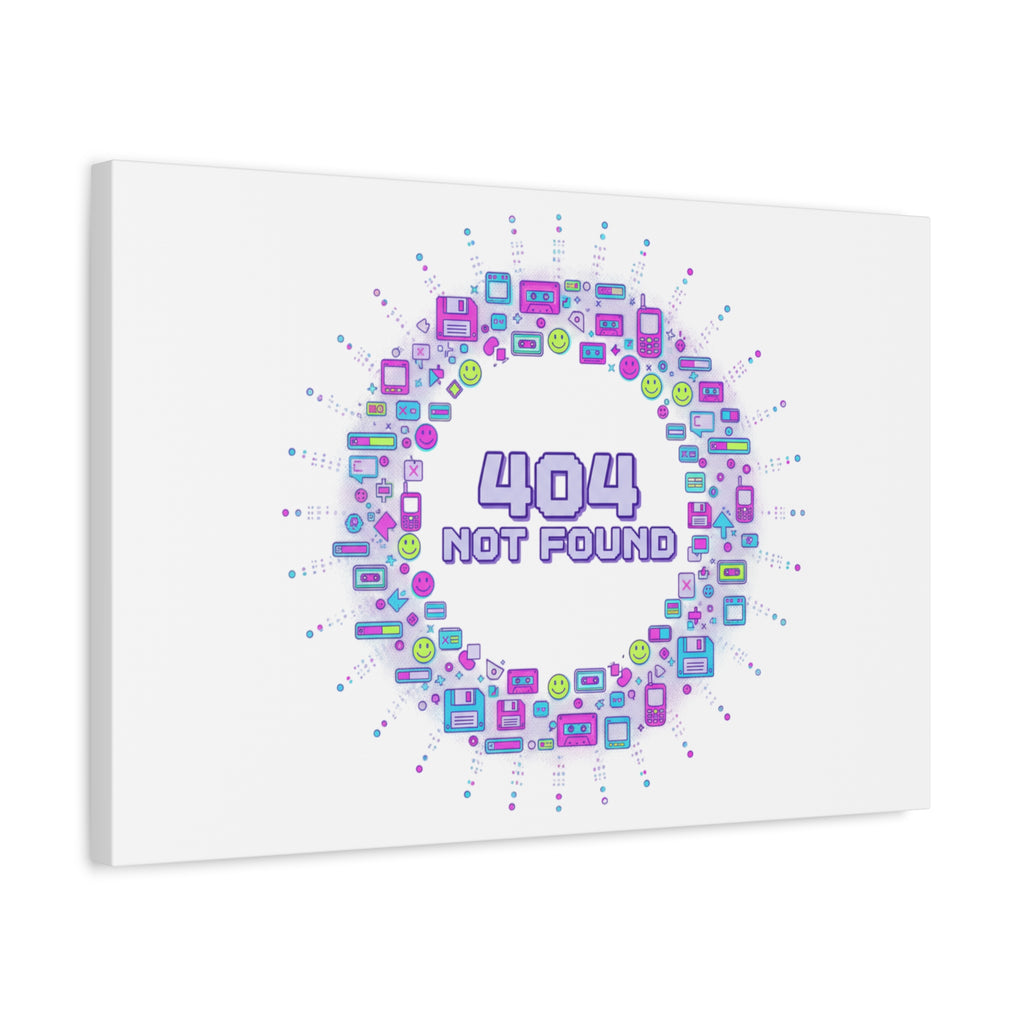 404 Not Found Pixel Circle Canvas | Retro Tech Poster, Y2K Error Aesthetic