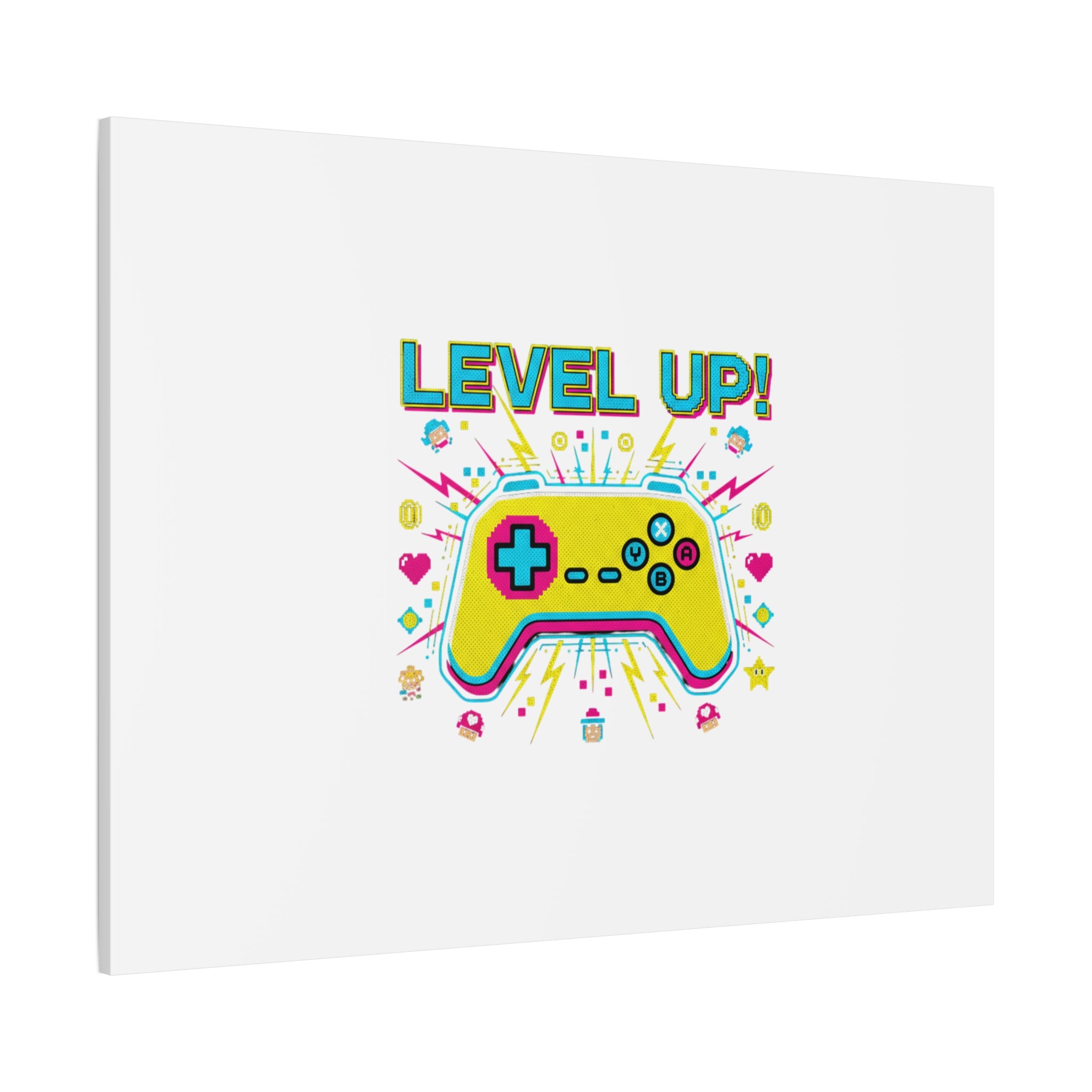Level Up! Pixel Controller Canvas | Gaming Geek Culture, Retro Pixel Art