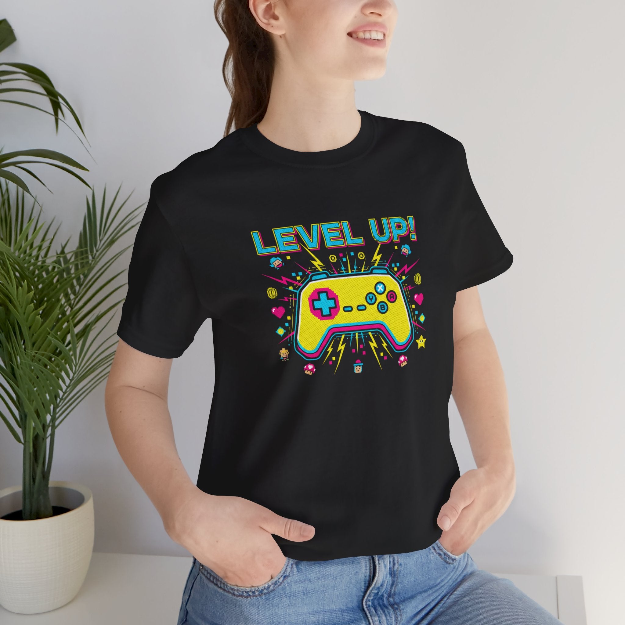 Pixel Art Controller Tee — "Level Up!" Retro Gamer T-Shirt