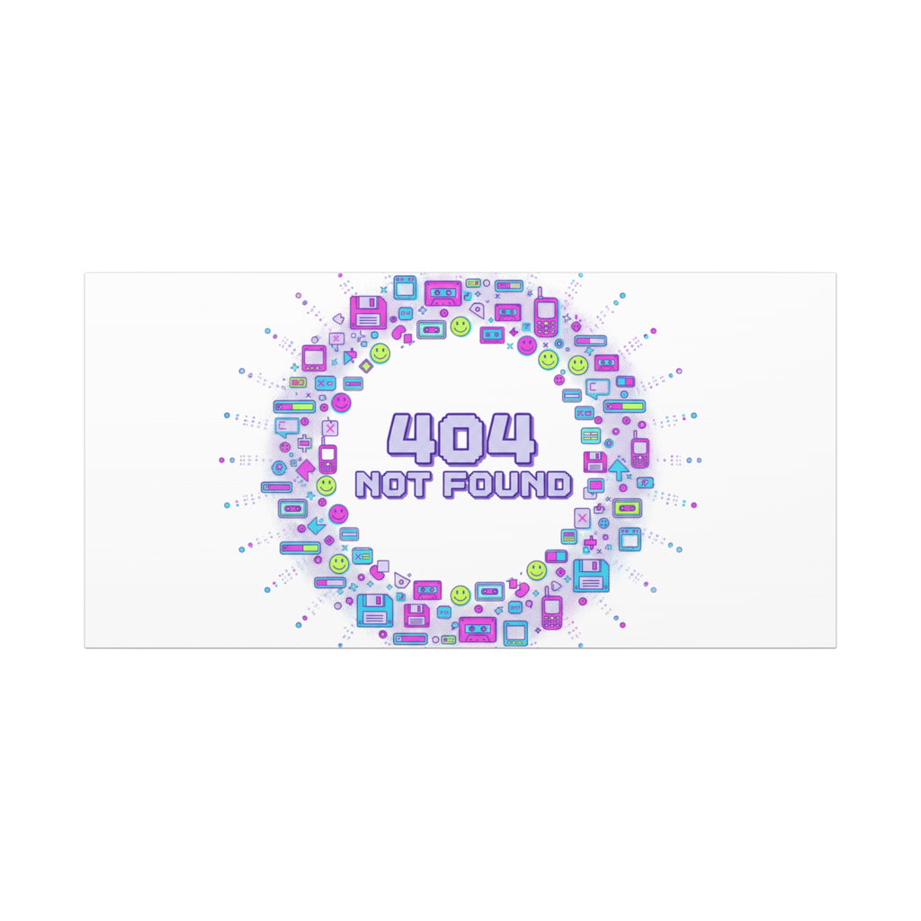 404 Not Found Pixel Circle Canvas | Retro Tech Poster, Y2K Error Aesthetic