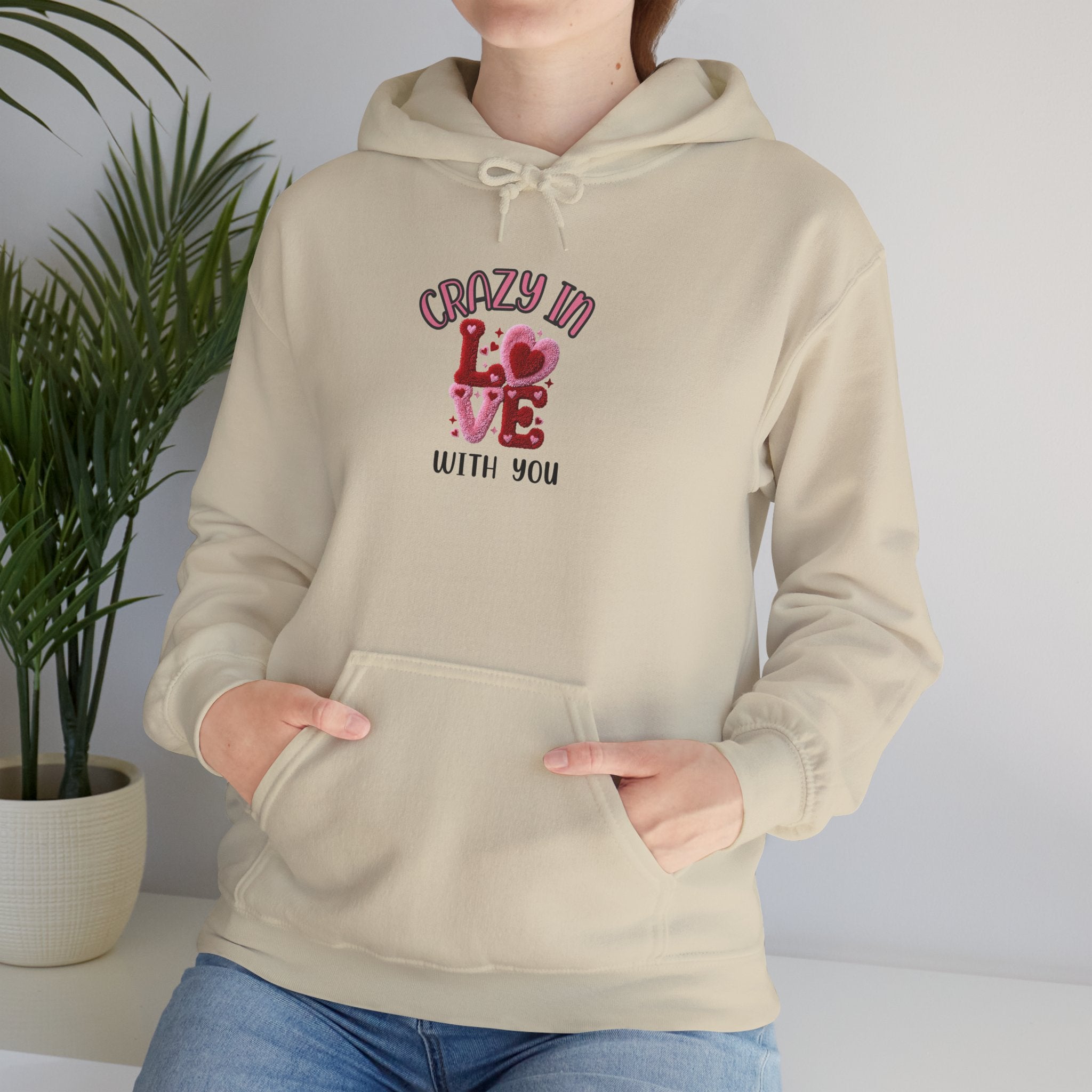 Hoodie — "Crazy in Love With You" Valentine's Heart Graphic Pullover