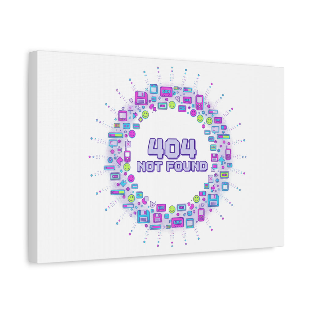 404 Not Found Pixel Circle Canvas | Retro Tech Poster, Y2K Error Aesthetic