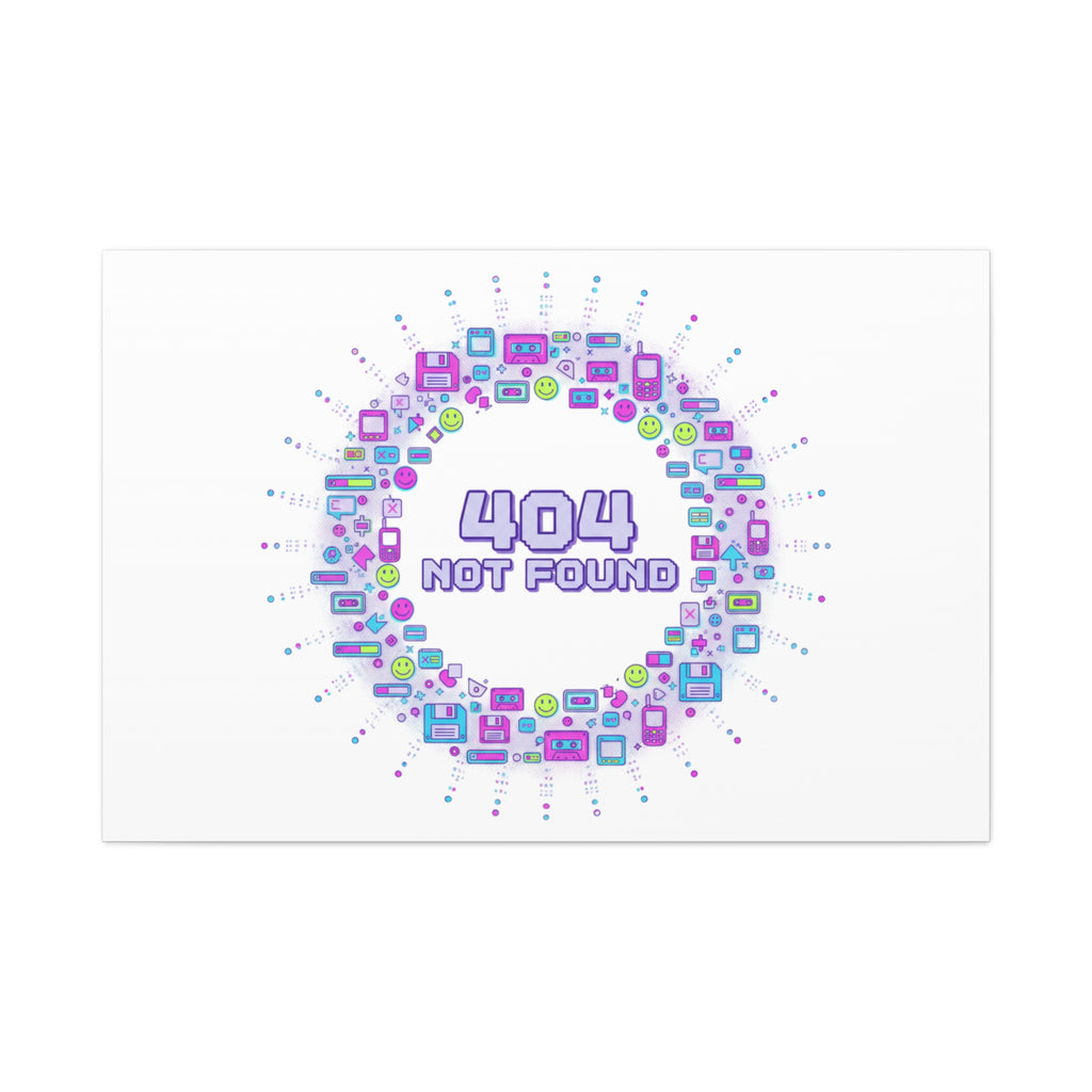 404 Not Found Pixel Circle Canvas | Retro Tech Poster, Y2K Error Aesthetic