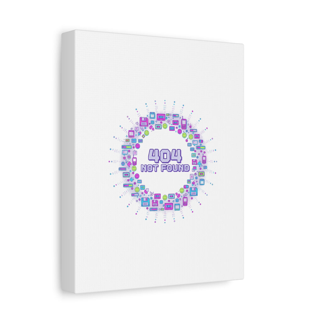404 Not Found Pixel Circle Canvas | Retro Tech Poster, Y2K Error Aesthetic