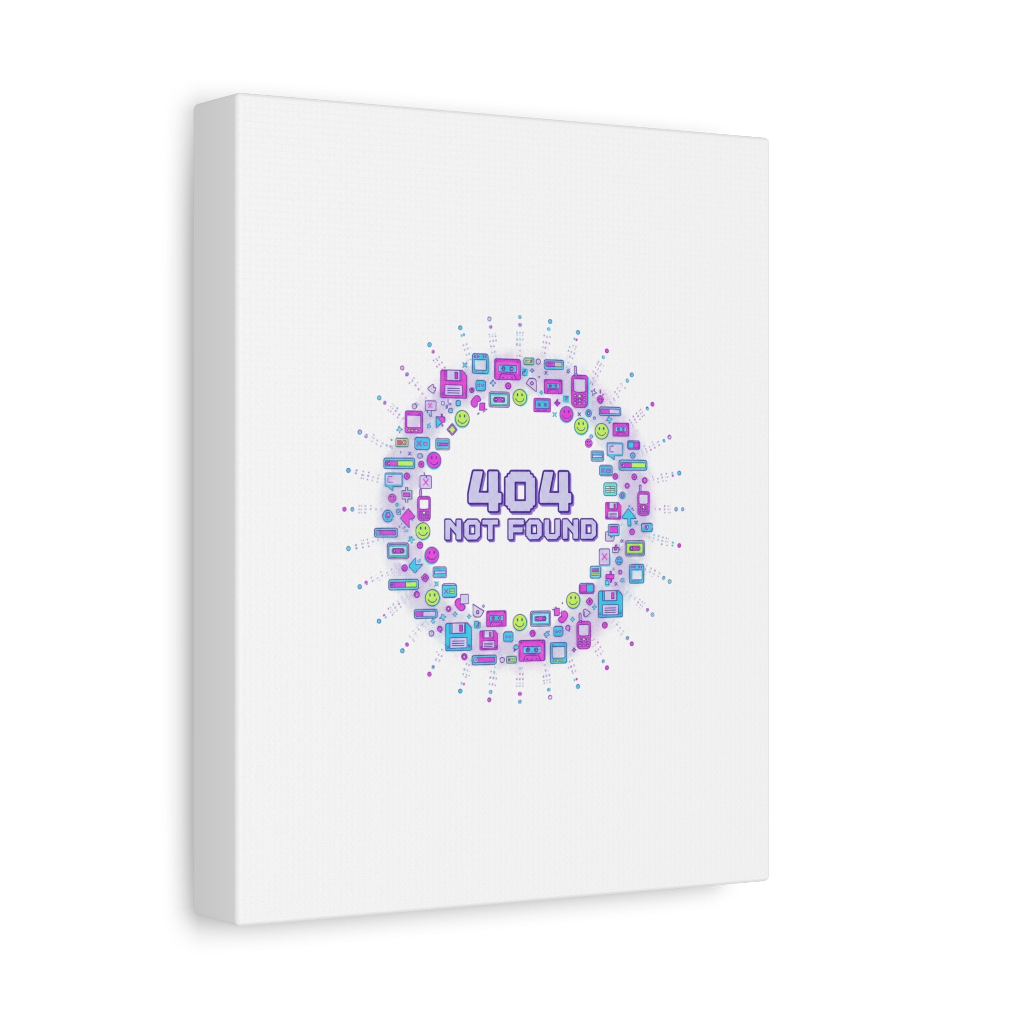 404 Not Found Pixel Circle Canvas | Retro Tech Poster, Y2K Error Aesthetic
